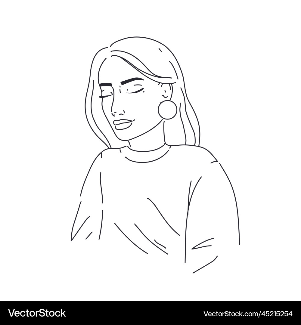 Set of art simple design line girls portraits Set of art simple design line girls portraits vector image