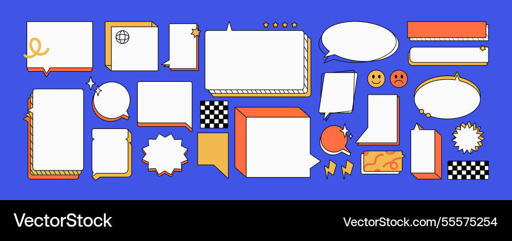 Set of speech bubbles in retro style talk clouds vector image