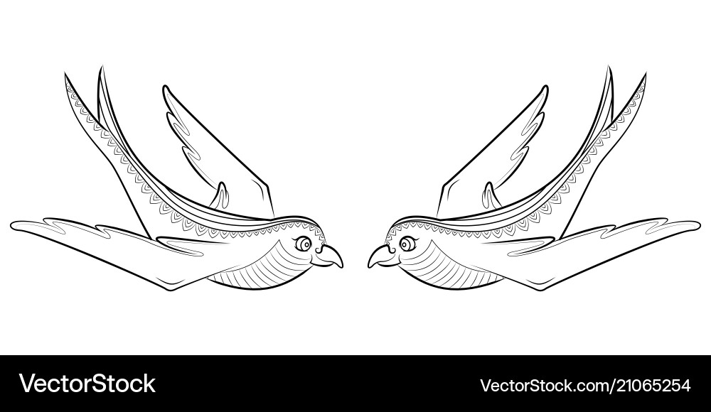 Tangle pattern swallow vector image