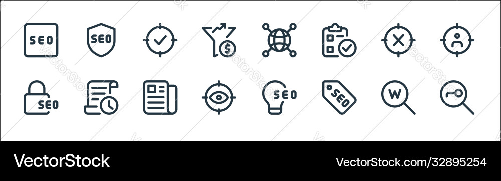 Web apps seo line icons linear set quality Web apps seo line icons linear set quality Vector Image