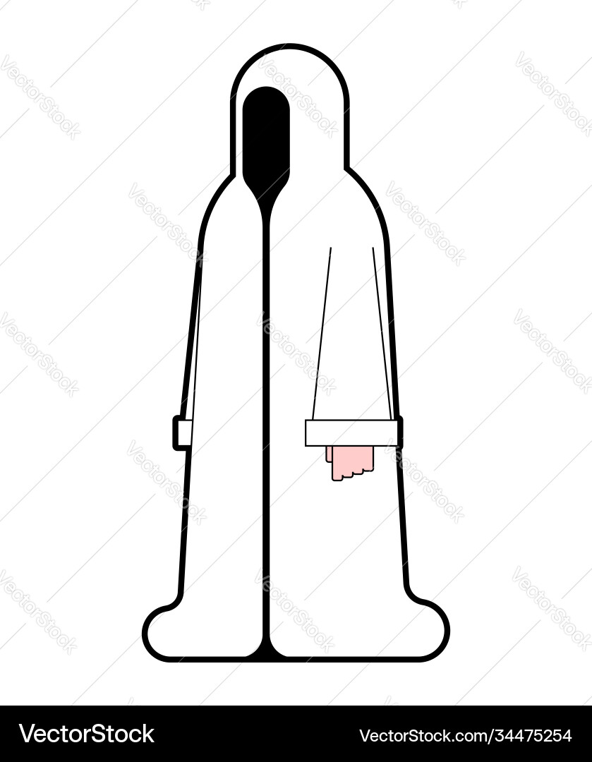 Whire monk isolated occultist in hood monastic vector image