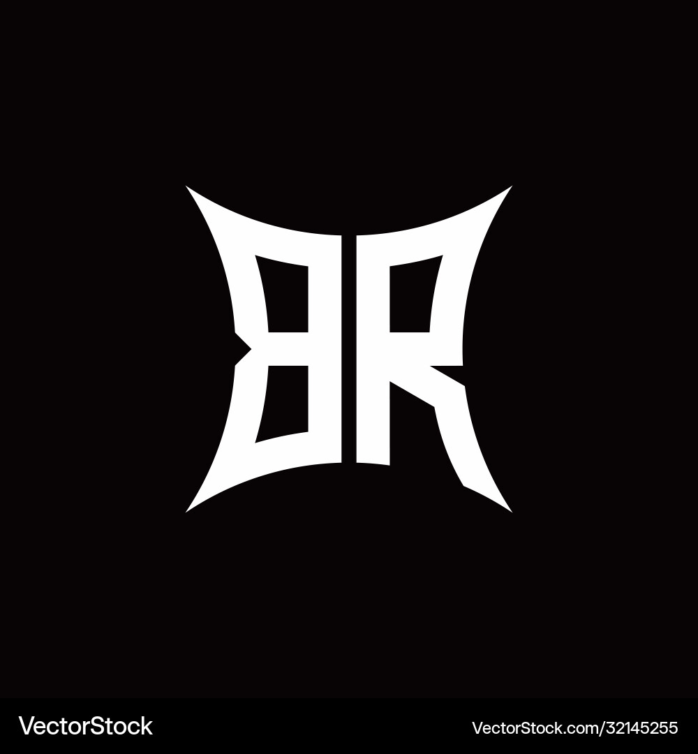 Br monogram logo with sharped shape design vector image