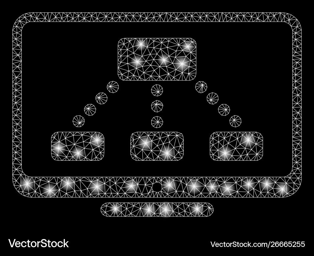 Bright mesh network hierarchy monitor with flash Bright mesh network hierarchy monitor with flash Vector Image