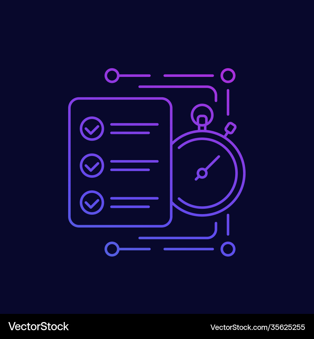 Check list and stopwatch linear icon Vector Image