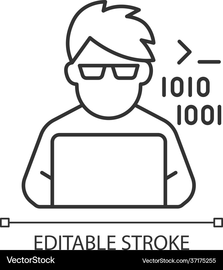 Coder Arbeiten an Laptop Vektorbild