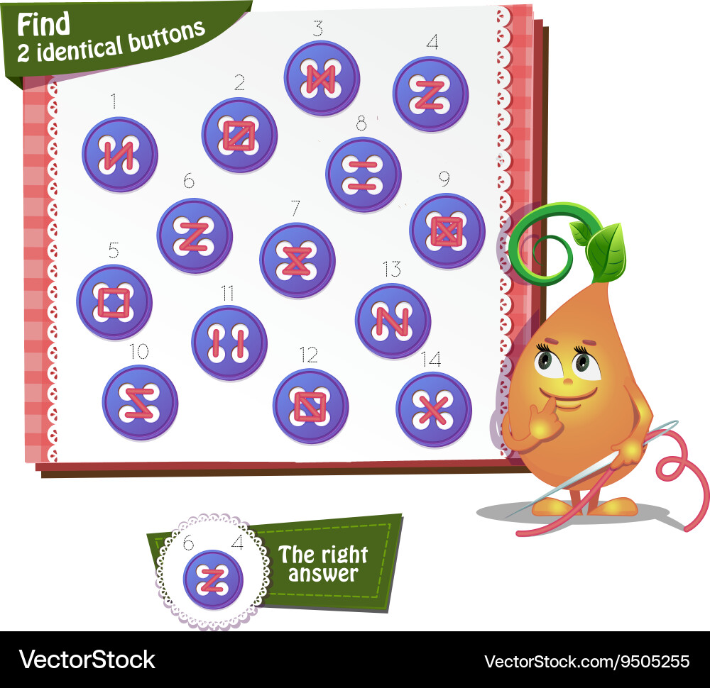 Find 2 identical buttons Vector Image