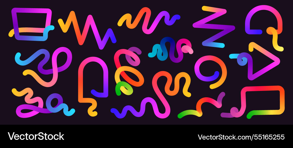 Gradient line shapes abstract wavy ribbon curves Vector Image