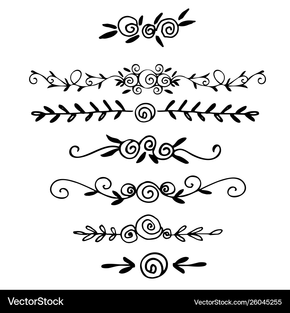 Hand Drawn Line Dividers & Borders Vector Image