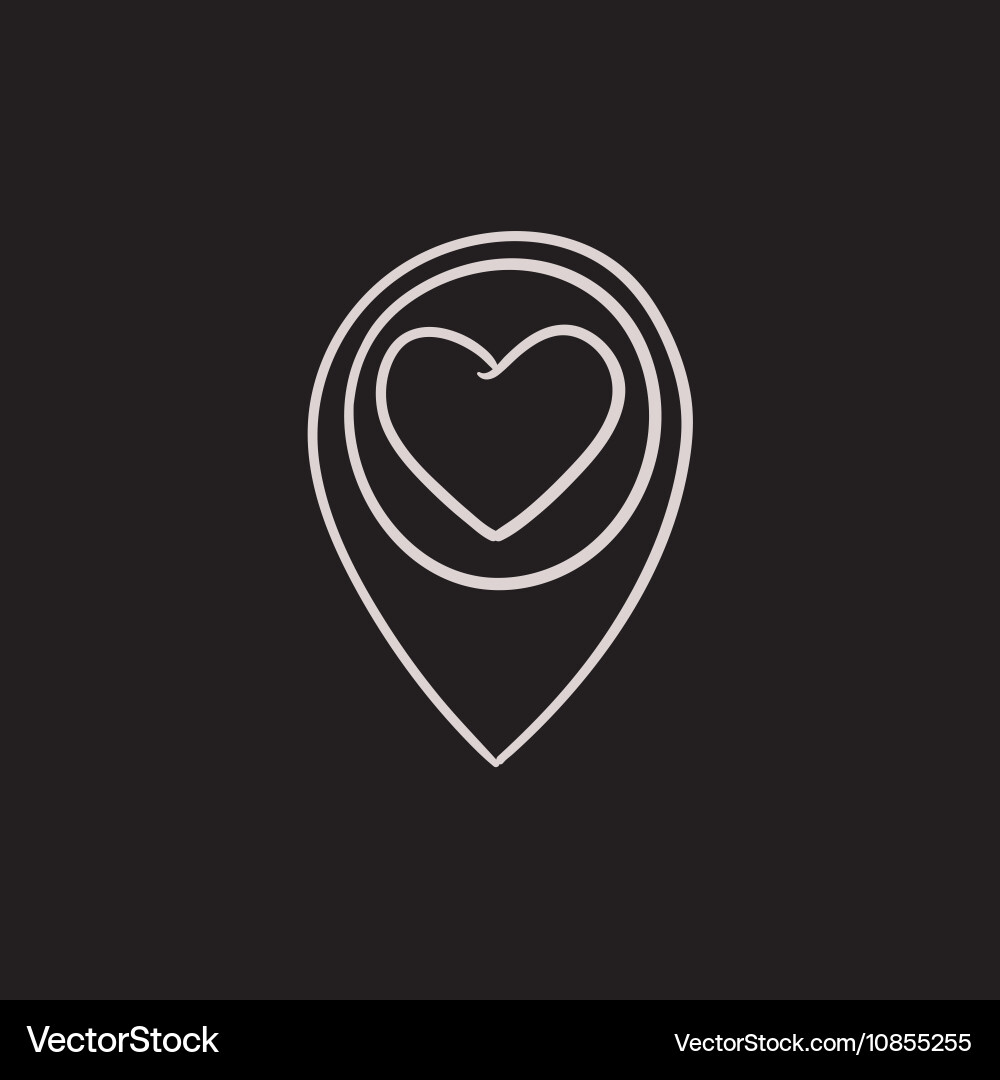 Map pointer with heart sketch icon Vector Image