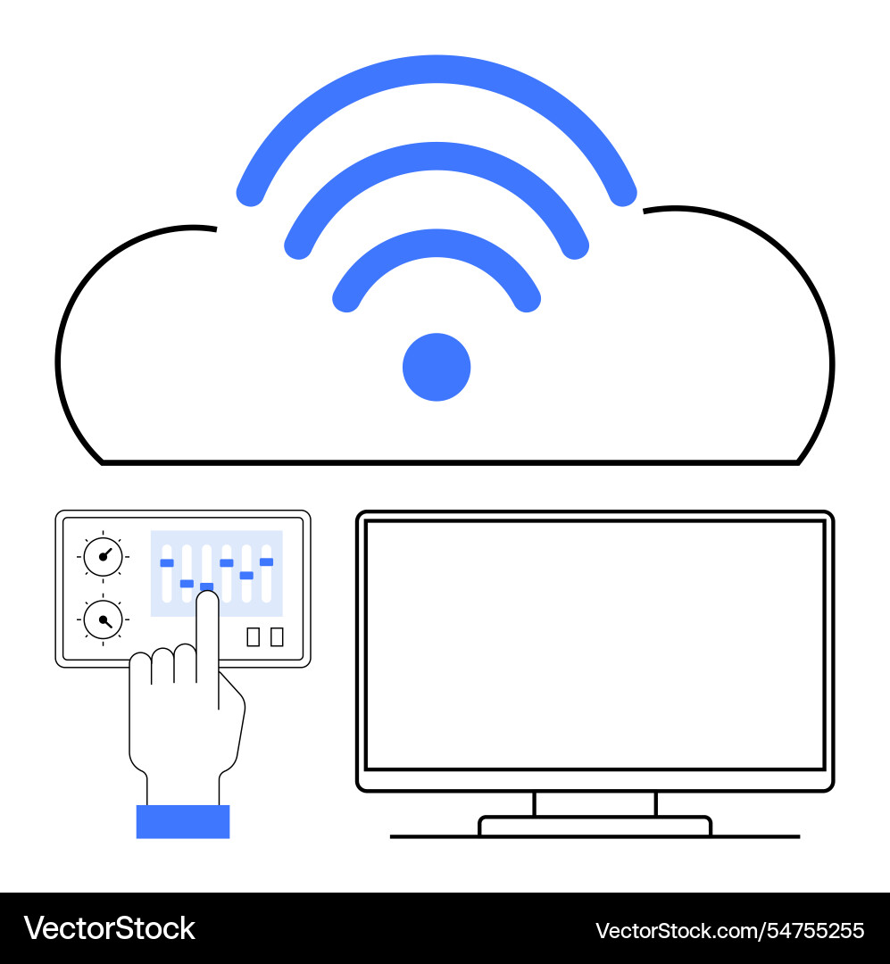 Remote control of cloud computing services using Remote control of cloud computing services using vector image