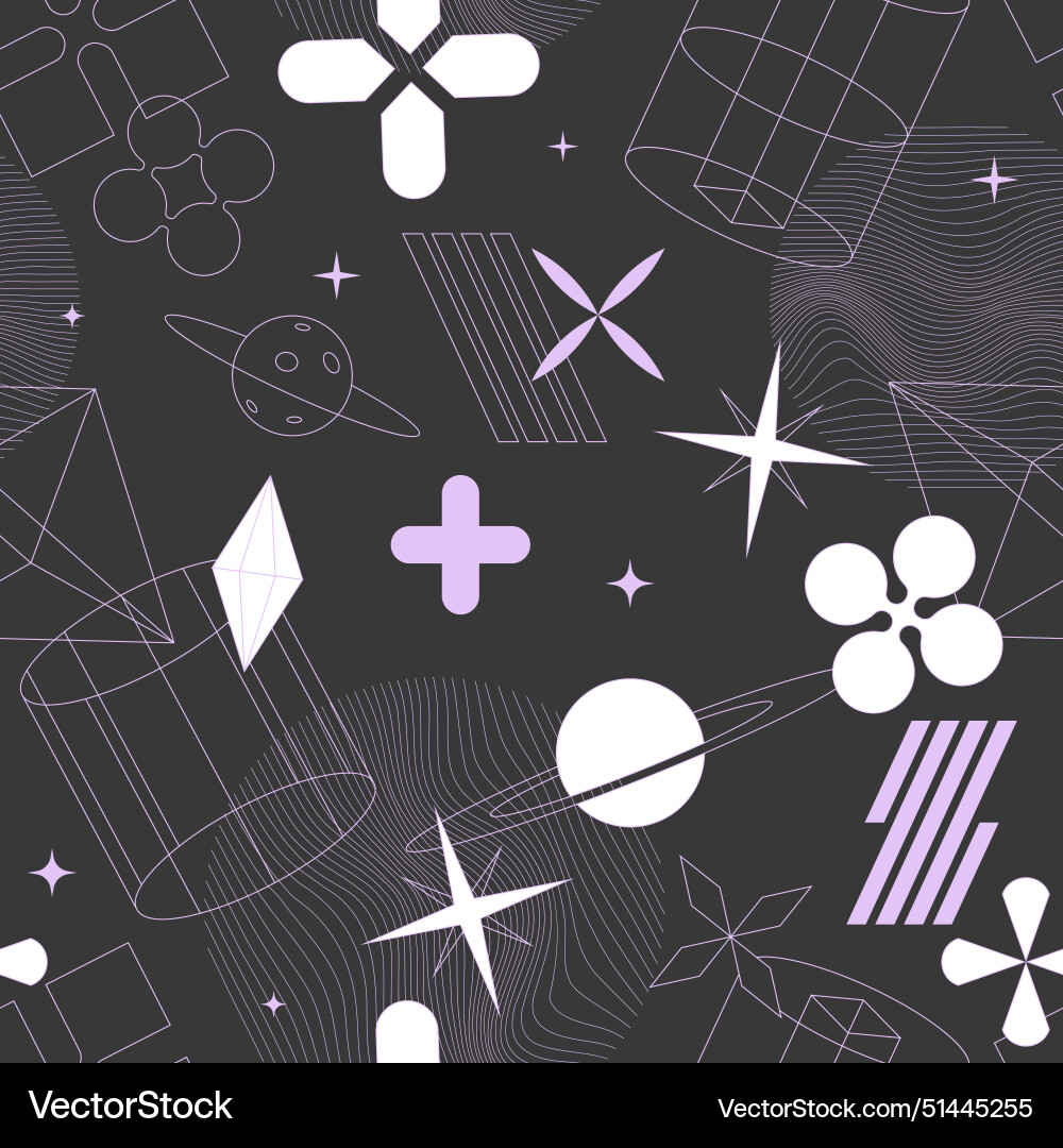 Retrofuturism dark pattern seamless background vector image
