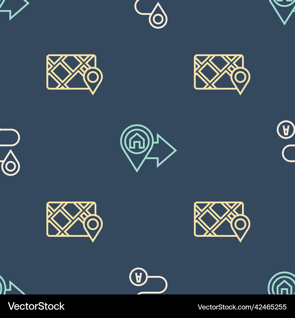 Set line route location gps device with map Set line route location gps device with map vector image