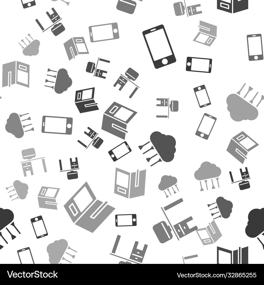Set mobile phone computer monitor and desk Set mobile phone computer monitor and desk vector image