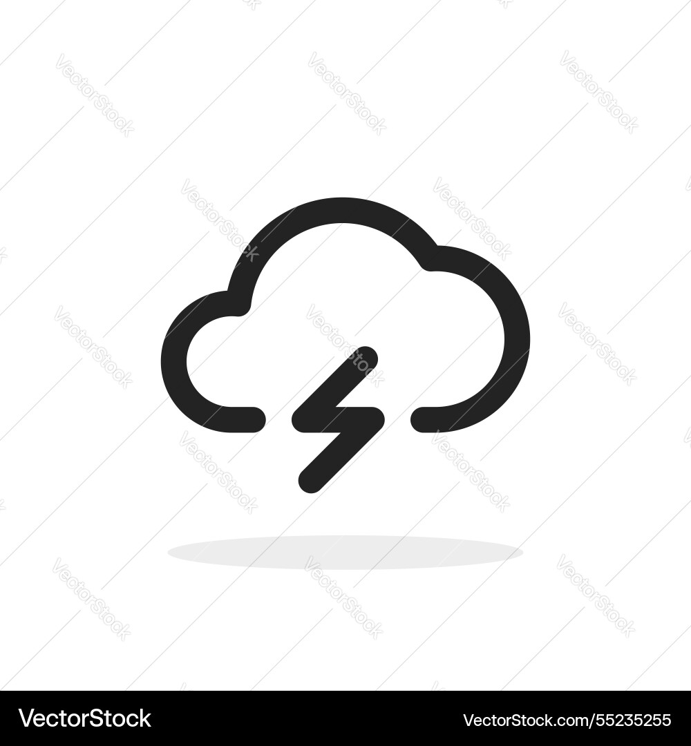 Simple black linear cloud with lightning icon Vector Image