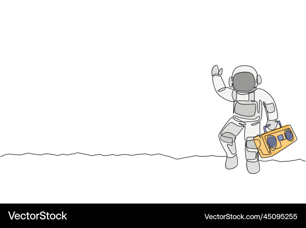 Single continuous line drawing of astronaut Vector Image