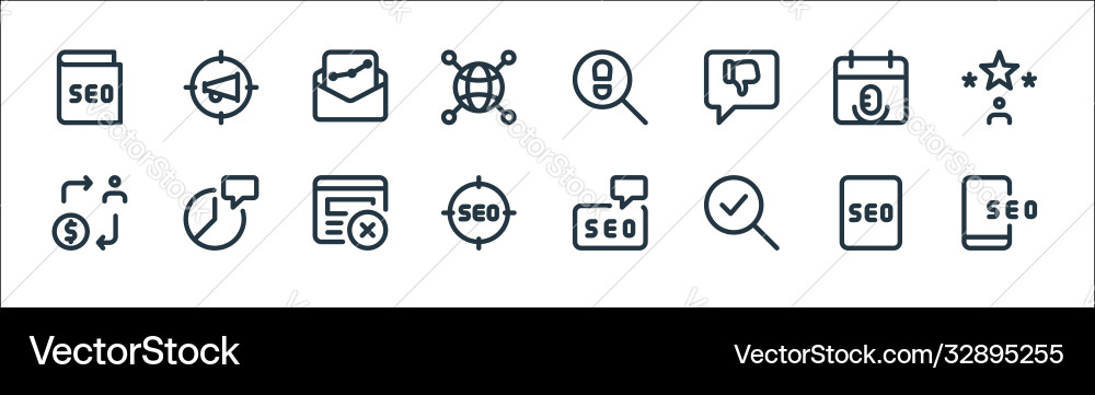 Web apps seo line icons linear set quality Web apps seo line icons linear set quality Vector Image