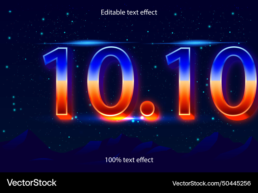 1010 editable text effect retro style Vector Image