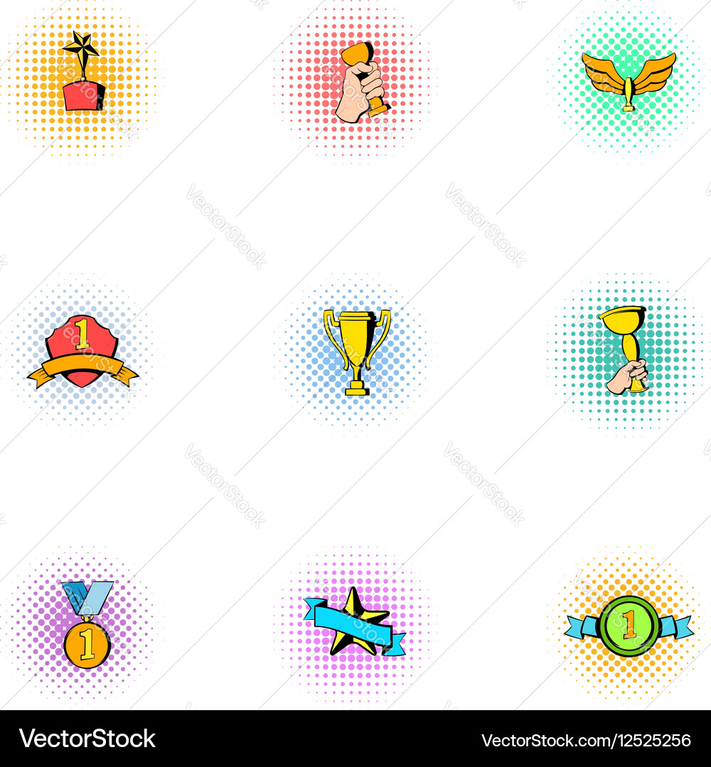 Championship Icons set pop-art style Vektorbild