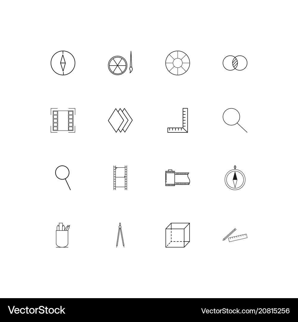 Creative process and design linear thin icons set vector image