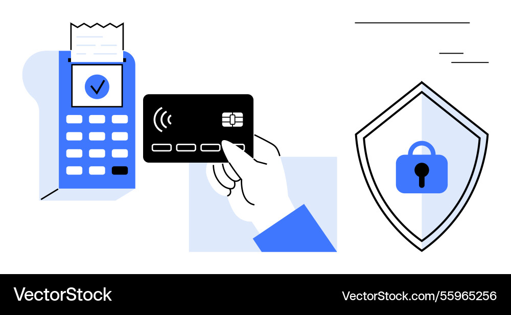 Digital payment with contactless card and secure Digital payment with contactless card and secure vector image