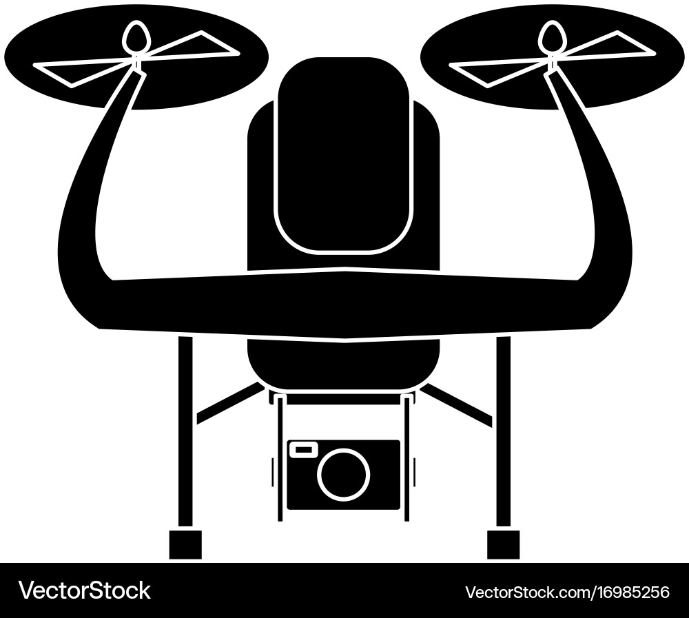 Drone with action camera front view technology Vector Image
