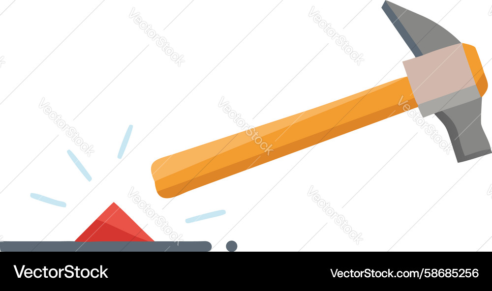 Hammer striking an object creating sparks Vector Image