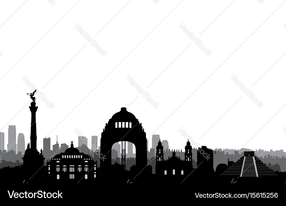 Mexiko-Stadt Skyline Silhouette vektorbild