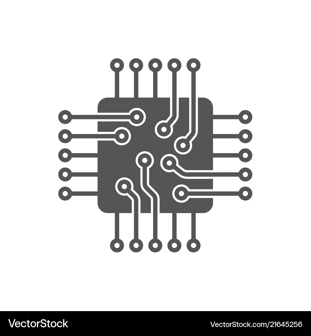 Microchip CPU Icon - Digital Circuit vector image