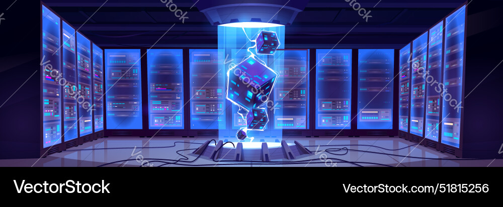 Modern data center with computer servers Modern data center with computer servers vector image
