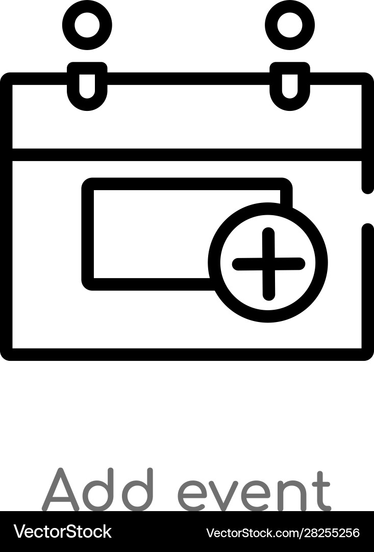 Outline add event icon isolated black simple line vector image