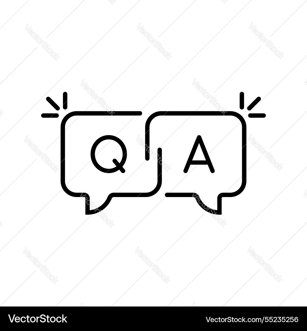 Qa icon with black thin line speech bubble Qa icon with black thin line speech bubble vector image