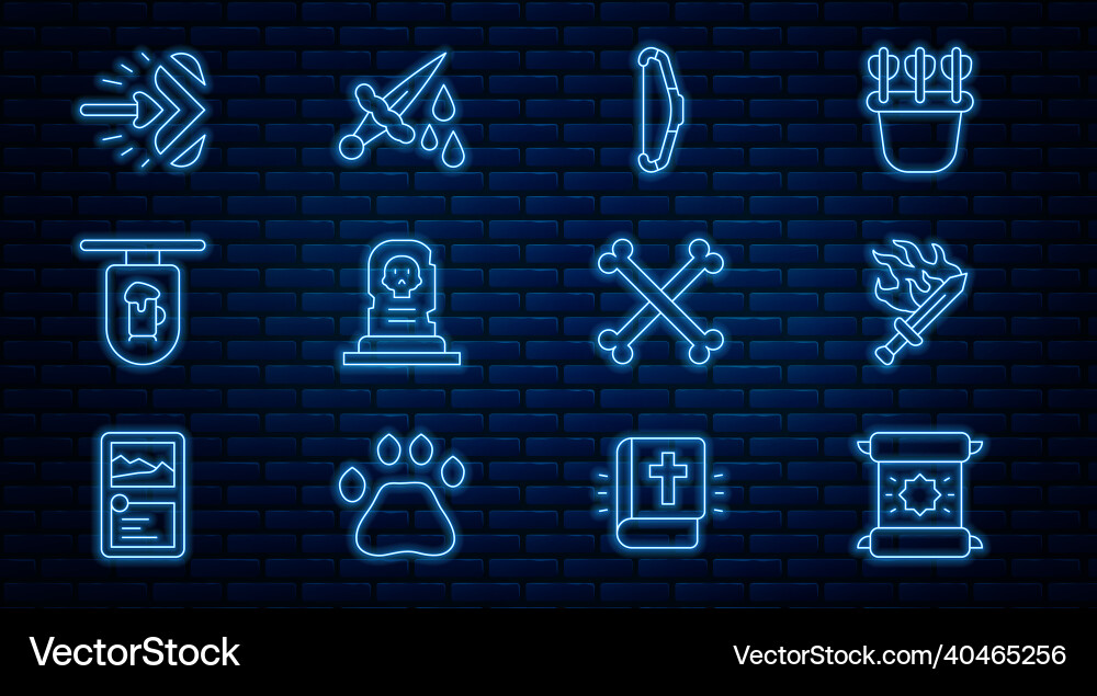 Set line decree parchment scroll sword for game Vector Image