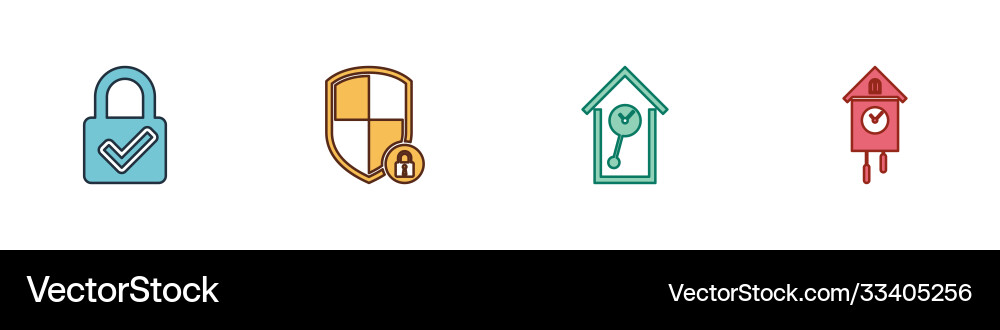Set lock and check mark shield security Set lock and check mark shield security Vector Image