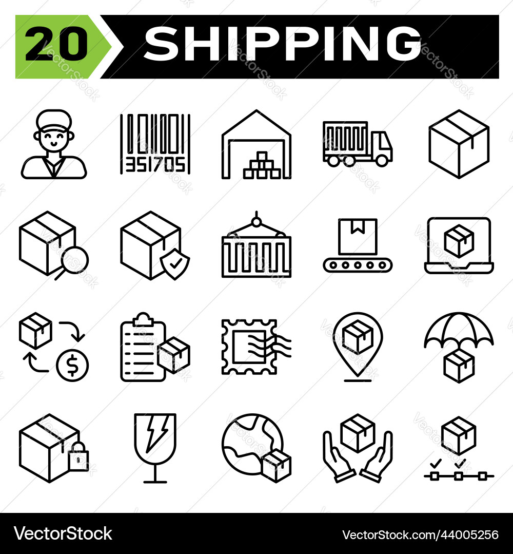 Shipping and logistic icon set include man Shipping and logistic icon set include man Vector Image