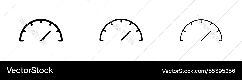 Tachometer icons in three different stroke lines Tachometer icons in three different stroke lines vector image