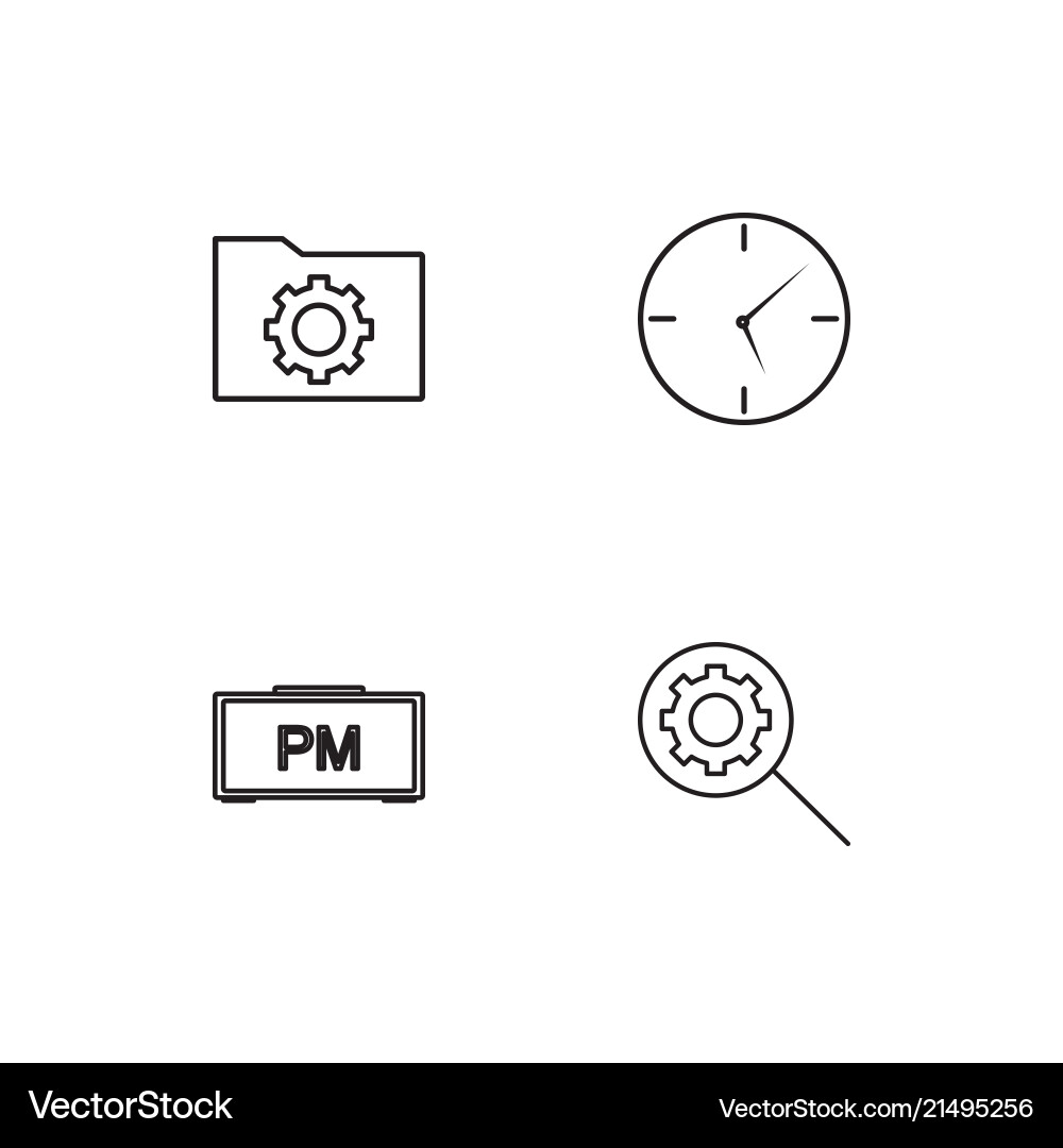 Time linear icons set simple outline vector image