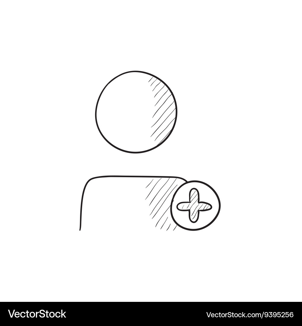 User profile with plus sign sketch icon Vector Image