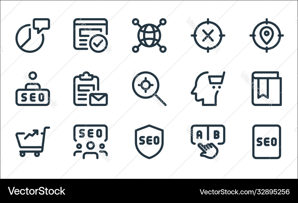 Web apps seo line icons linear set quality Vector Image