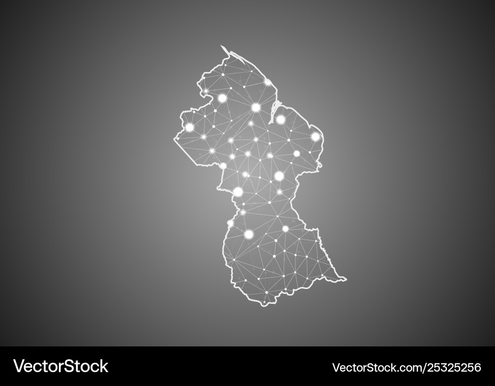 Wireframe mesh polygonal guyana map abstract Wireframe mesh polygonal guyana map abstract Vector Image