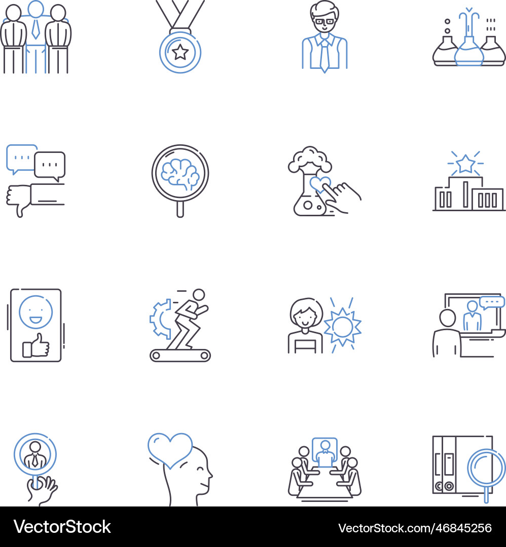 Workforce testing line icons collection vector image