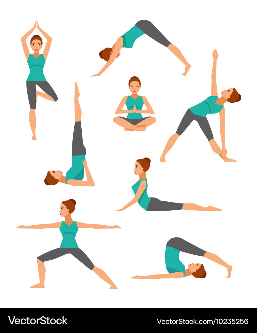 Yoga set flat style vector image