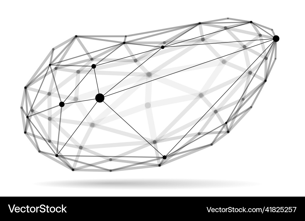 Abstract 3d mesh shape dots connected with lines Vector Image