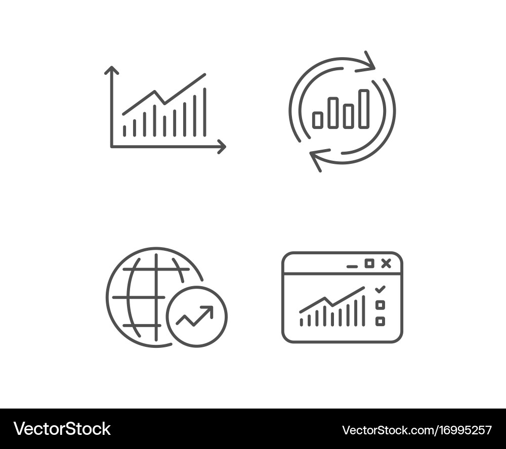 Analysis line icons chart report and browser vector image