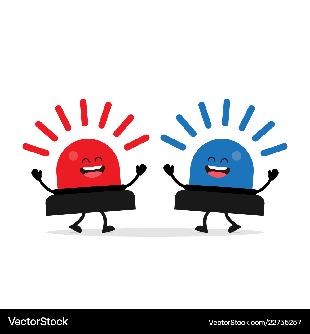 Blue and red flashing warning lights sirens Blue and red flashing warning lights sirens Vector Image