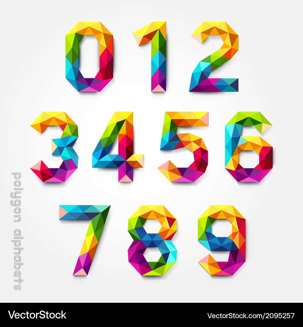 Colorful Polygon Alphabet Font vector image