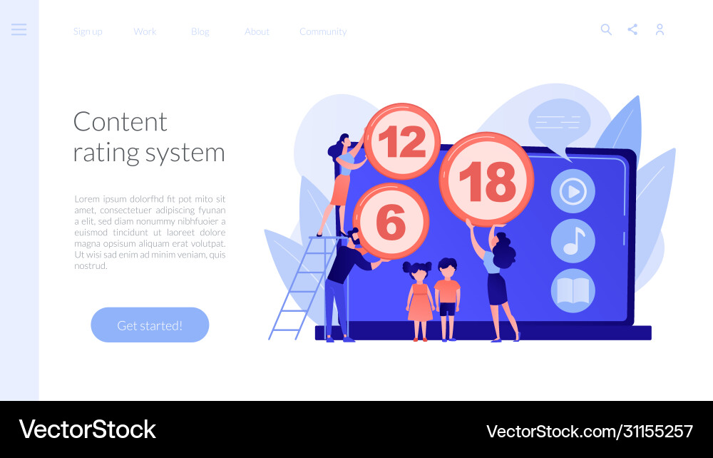 Content rating system concept landing page Content rating system concept landing page Vector Image