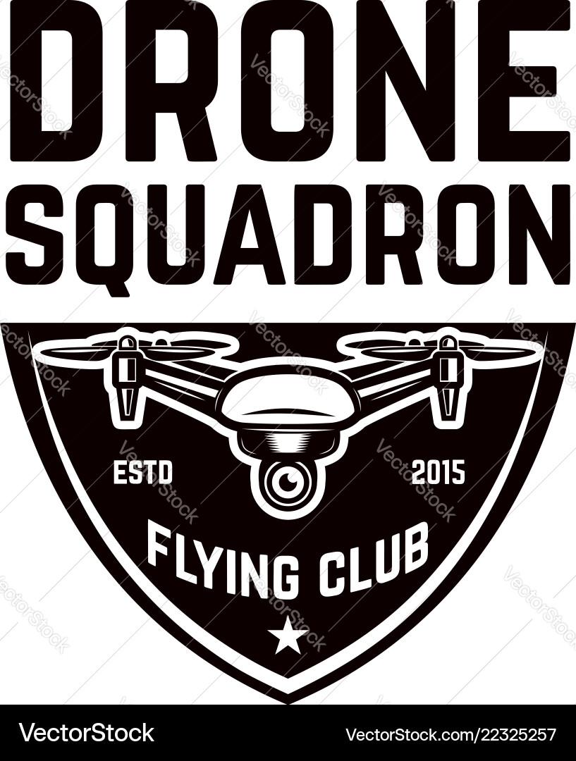 Emblem template with flying drone design element Emblem template with flying drone design element vector image