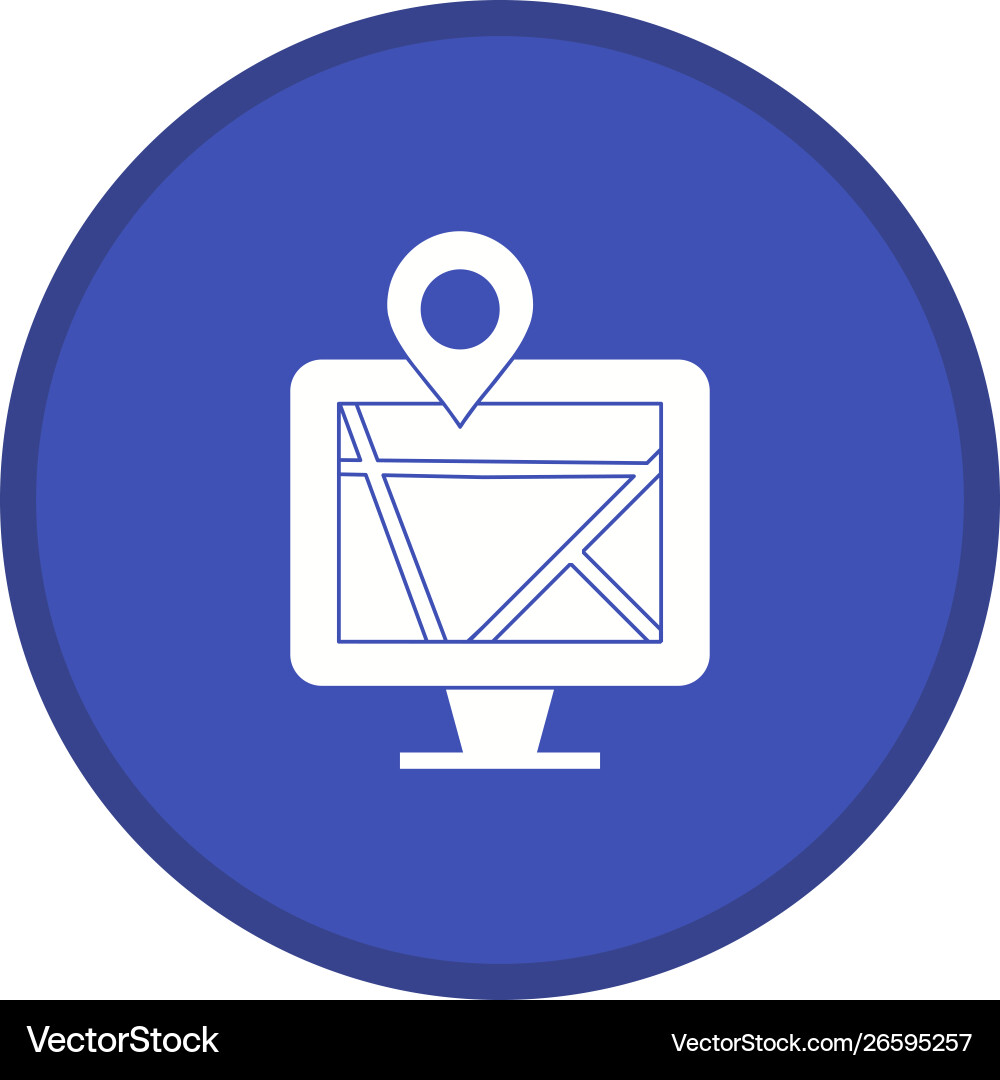 Map on monitor glyph multi color background Vector Image