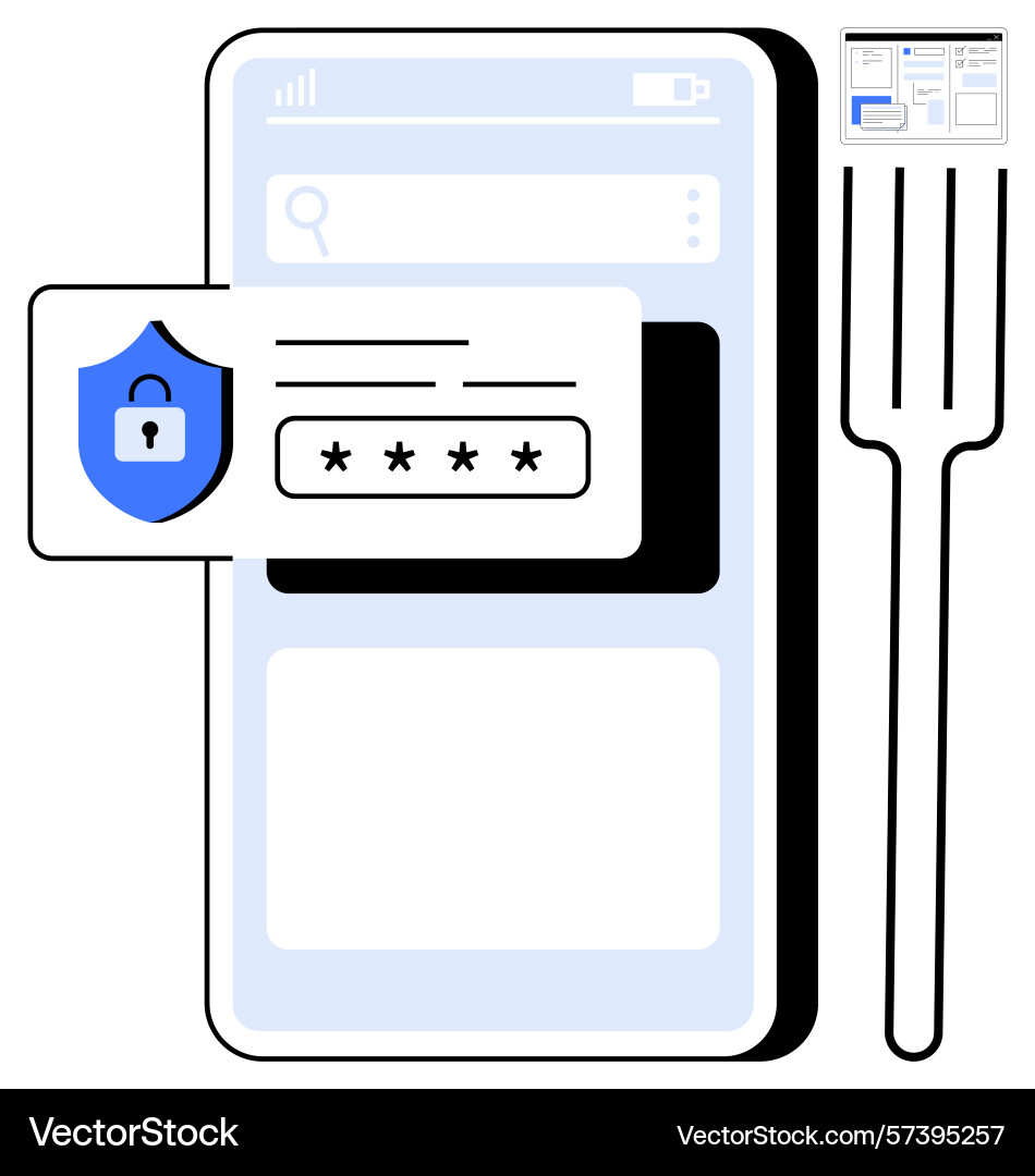 Mobile app security concept with password input Mobile app security concept with password input vector image