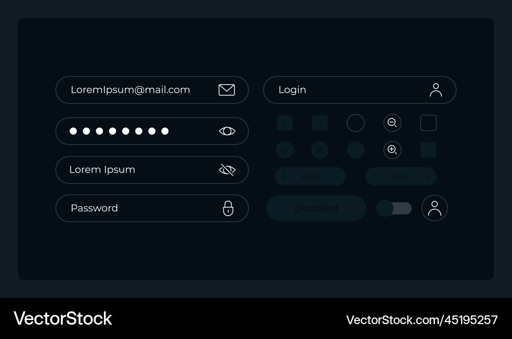 Personal account control ui elements kit Vector Image